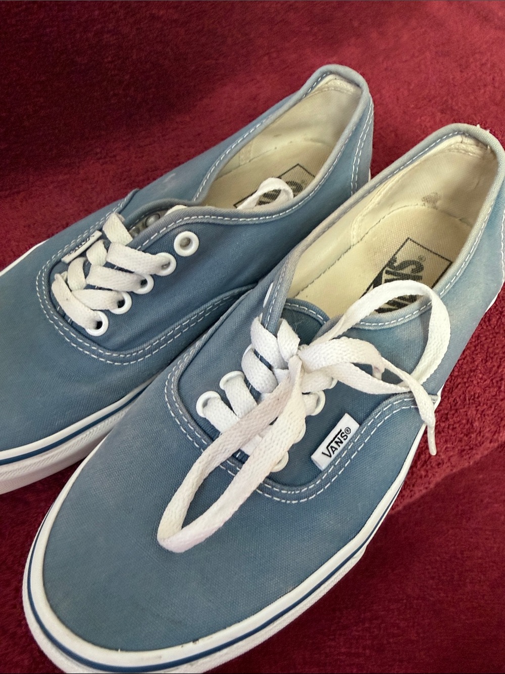 Vans men’s and women’s Low-Top Canvas Sneakers in Light Blue with White Laces